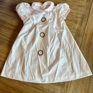 White Kids Casual Dress with Wreath Embroidery